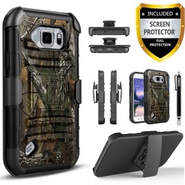 Samsung Galaxy S6 Active Case, Dual Layers [Combo Holster] Case And Built-In Kickstand Bundled with [Premium Screen Protector] Hybird Shockproof And Circlemalls Stylus Pen (Camo)